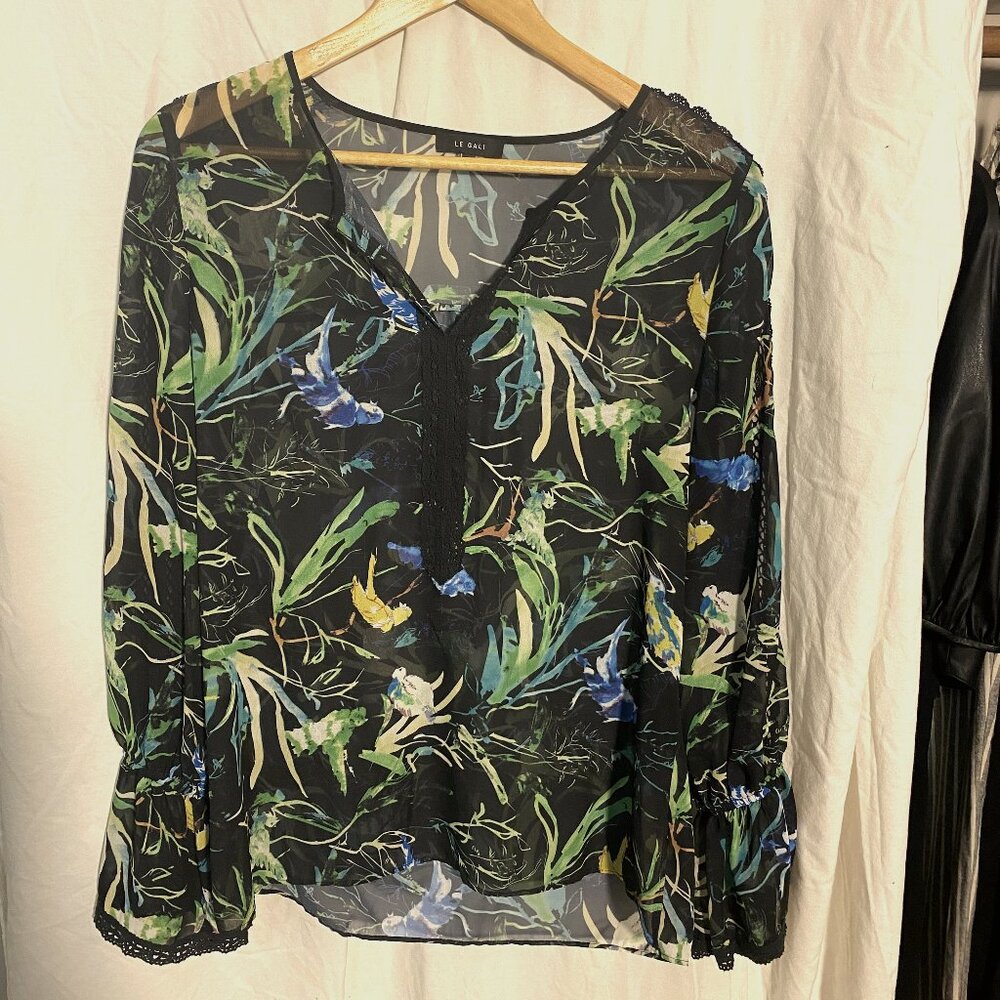 Le Gali Sheer Floral Blouse - Size M, Like New!